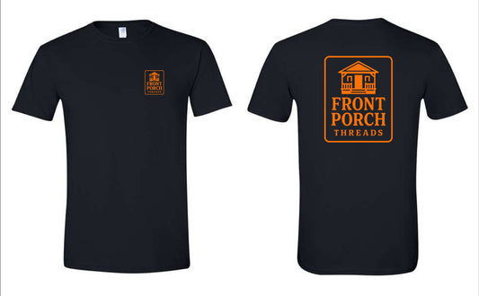 Black “Porch Logo” Tee – Orange