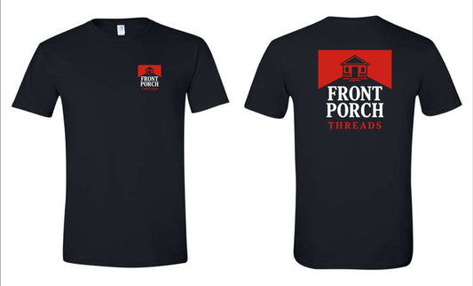 Black “Porch Logo” Tee – Red